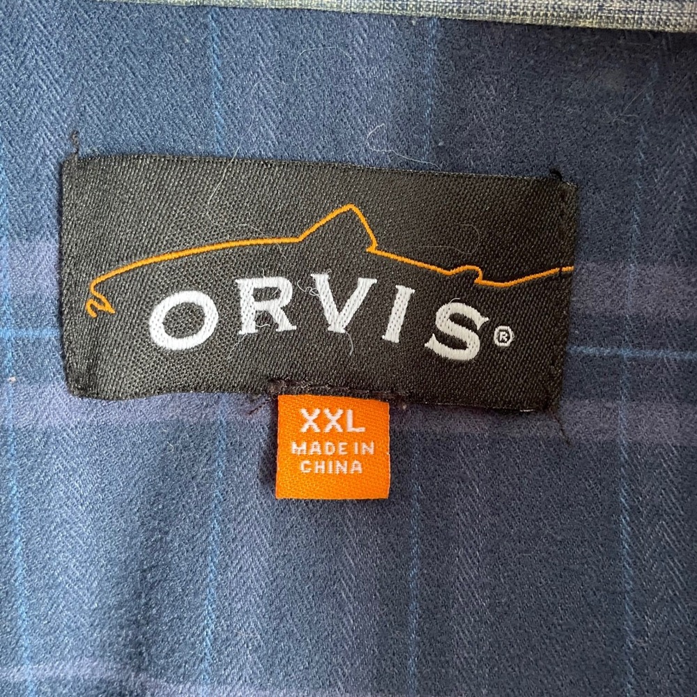 ORVIS Mens Plaid Long Sleeve Button Up Shirt XXL Blue Outdoor Tech Flannel - Picture 5 of 10
